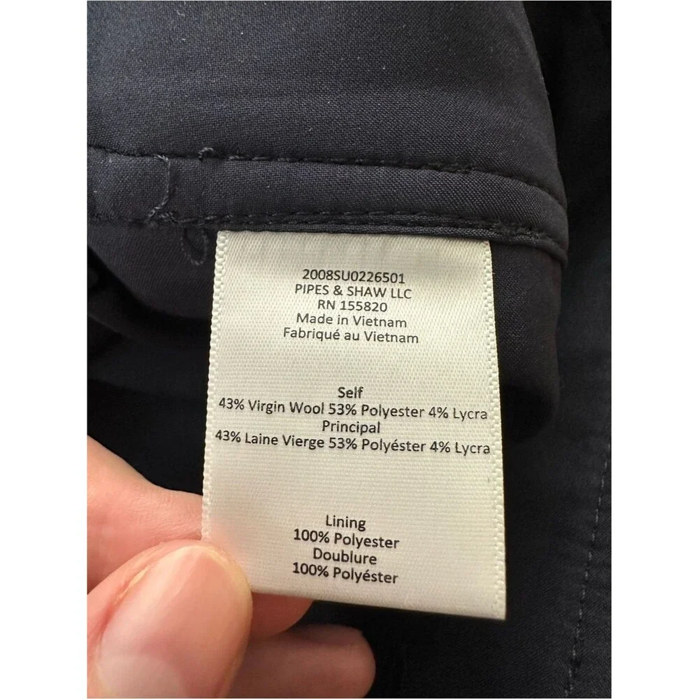 Veronica Beard Renzo Navy Blue Trouser Pants Creast Button Trouser Pants Size 10